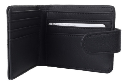 Billetera Hombre Tarjetas Cuero Pu - 100% Bagcherry Practica Color Negro Diseño De La Tela Lisa
