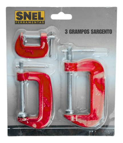 Kit Jogo 3 Grampos Tipo C 50x60x95mm Marceneiro Profissional