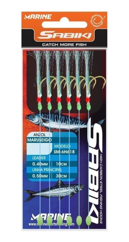 Kit 06 Cartelas Sabiki Marine Sports N° 14, 16 E 18