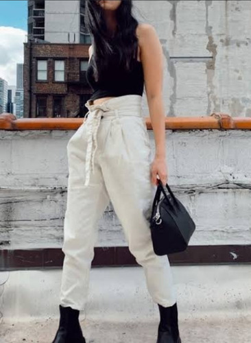 Pantalon Tobillero Jeans Paper Bag Mujer Tall Extra 18 / Xxl