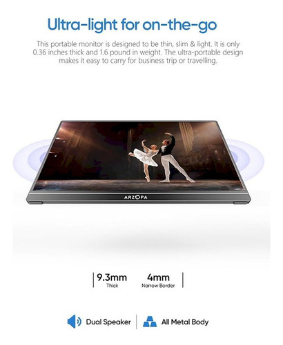 Monitor Portable Arzopa A1 15.6 1080p Ips Minihdmi Usb C
