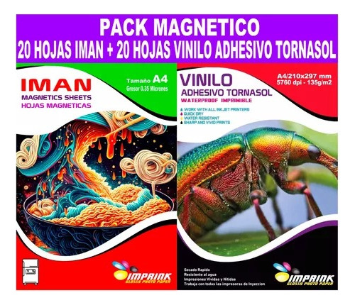 Pack 20 Hjs  Iman 0,35mic + 20 H Vinilo Tornasol Holografico