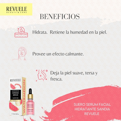 Serum Facial Hidratante Piel Normal Sandia Revuele 20ml Tipo de piel Todo tipo de piel