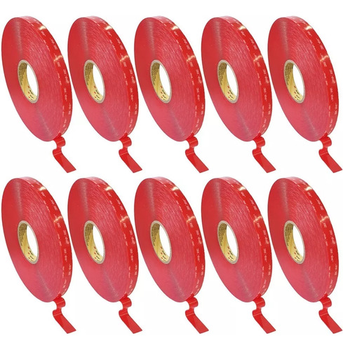 Kit Com 10! Fitas Dupla Face 3m Vhb 4910 09,5mm X 33 Metros