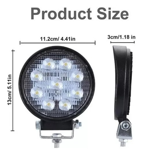 X4 Luces Foco Neblinero Led 27w 4x4 Auto Camion Redondo Auto