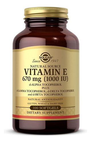 Vitamina E 1.000 Iu De D-alfa-tocoferol Mixto Natural X 100