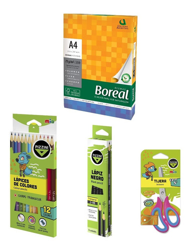 Kit Útiles Escolares + Resma Boreal A4 75grs