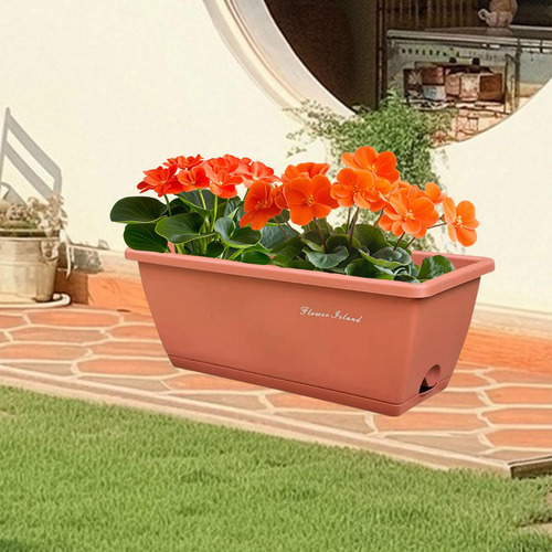 Plantador De Caja De Ventana Con Agujeros De Drenaje Rojo