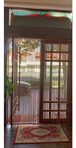 Cortina De Cuentas De Madera Natural, Panel Divisor Retro