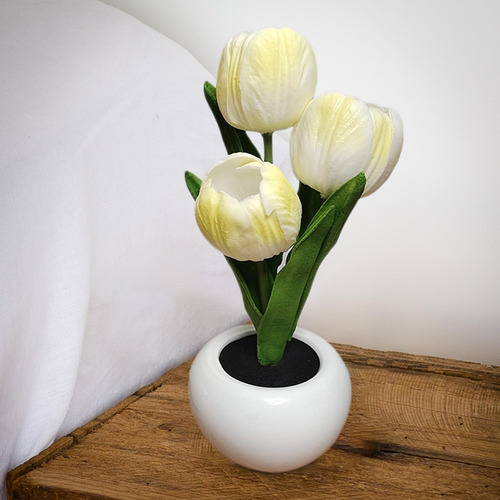 Luz De Noche Flores Artificiales Luz Led Tulipanes Amarillos