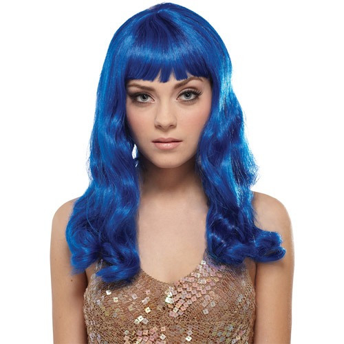Peluca Color Azul Accesorio De Disfraz Para Mujer Halloween
