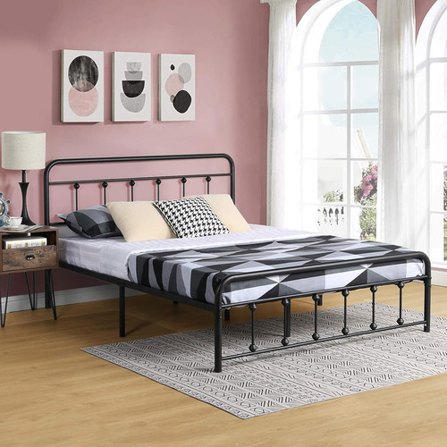 Base De Cama Matrimonial Vecel Victoriano Negro Oscuro