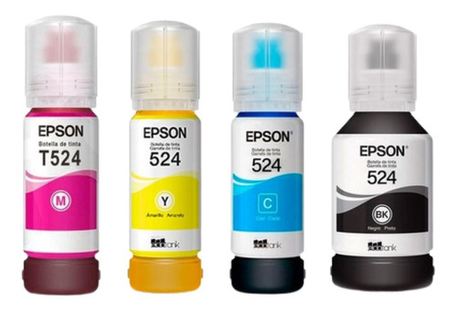 Combo De Tinta Epson T524 Negro Cian Magenta Amarillo Orig