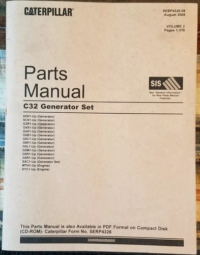 Caterpillar C32 Libro Manual De Parte Set Generador 