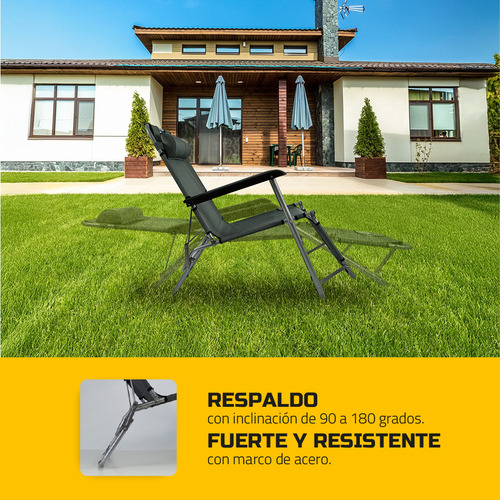 Reposera Plegable Playa Jardín Camping Acero X2 Branx Color Gris