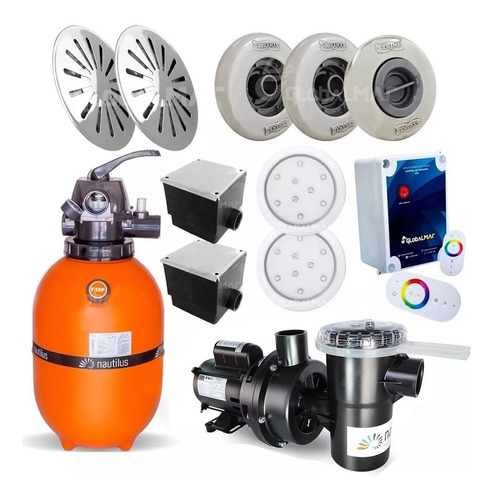 Kit Completo Piscinas Alvenaria Bomba Filtro Aspiração Refle