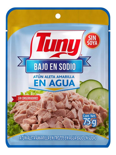 5 Pzs Tuny Atun En Agua Bajo En Sodio 75gr