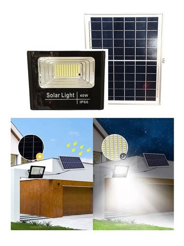 Lampara Reflector Led Con Panel Solar 40w 