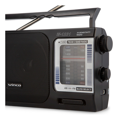 Radio Portatil Am Fm A Pilas Y Electrica Winco W-1231 Manija