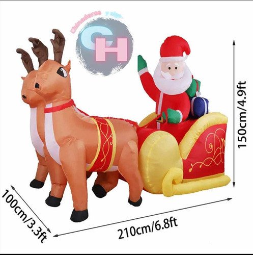 Inflable Navideño Trineo De Santa Con Led De 2.2 M