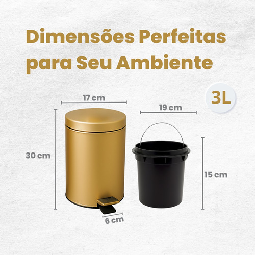 Lixeira Dourada Inox Com Pedal Multiuso 3l Crie Construa