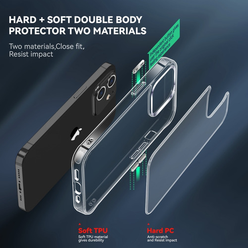 Imagen 4 de 6 de Carcasa Clear + Vidrio Para iPhone 12 Pro Max Transparente