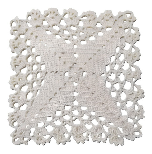 Carpeta En Crochet - Diseño En Hojas - Blanco Perla