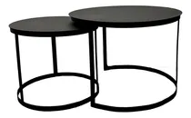 Comprar Mesas Ratonas Redondas De Hierro Negras Deco Par Living Color Negro