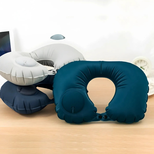 Almofada De Pescoço Inflável Portátil - Azul 2 Unidades