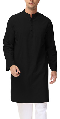 Camisas, Bata Kurta India De Algodón Y Lino, Bata Larga Para