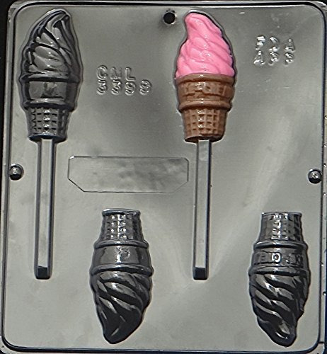 Molde - Soft Serve Ice Cream Cone Lollipop Chocolate Candy M