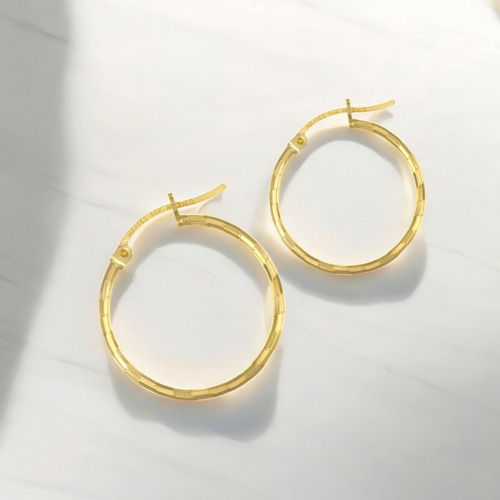 Arete Arracada Diamantada De Oro 10k Estilo Dominó, 25mm