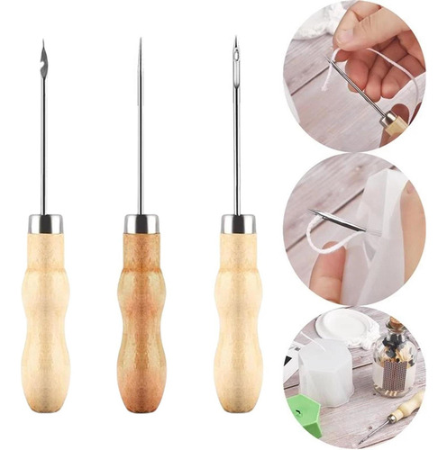Nuevo 3x Punzón De Madera For Coser For Hacer Velas.