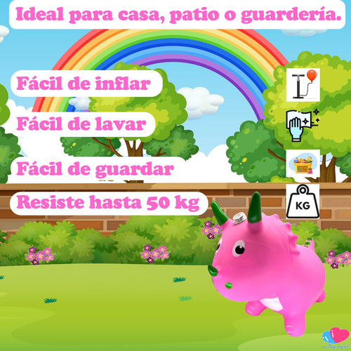 Montable Brincolin Inflable Para Niños Dinosaurio Rosa