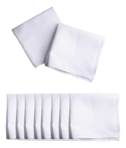 10 Pañuelos Blancos De Bolsillo Para Hombres Y 35cm X 35cm