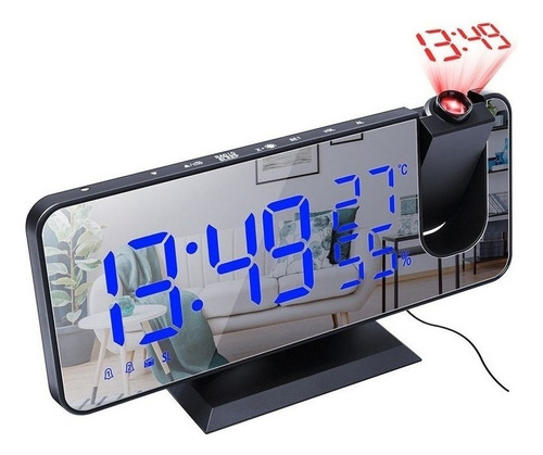 Gift Mirror Led Alarm Clock Digital Table Projector Te 1