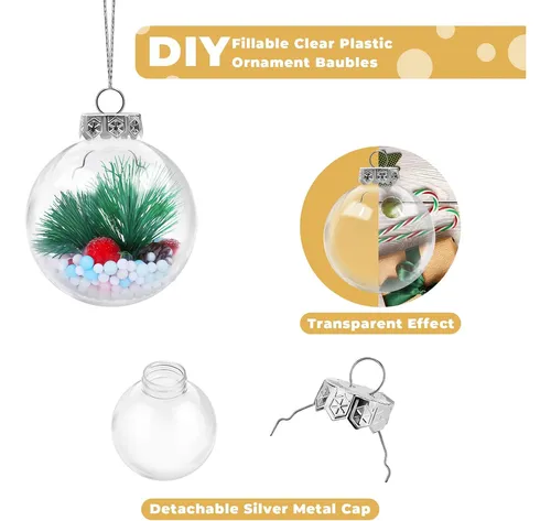 24 Bolas De Adornos De Navidad De Plástico Transparent...