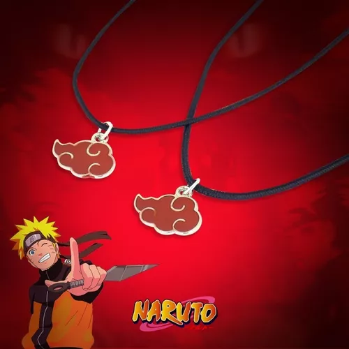 Kit 2 Colares Cordão Naruto Akatsuki Ajustável Anime Símbolo