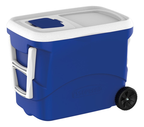 Caixa Térmica 50 Litros Cooler Rodas Vermelha Azul Soprano