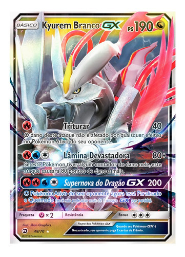 Carta Pokémon Lendário Kyurem Branco Gx Dragões Soberanos