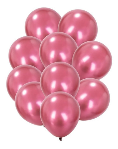 Balão Bexiga Metalizado Rosa 50 Unidades N°9 - Joy