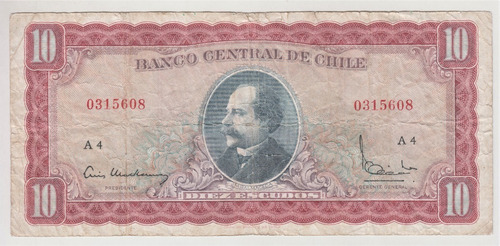 Billete Chile 10 Escudos Mackenna Ibañez A4 (c85) (Usado)