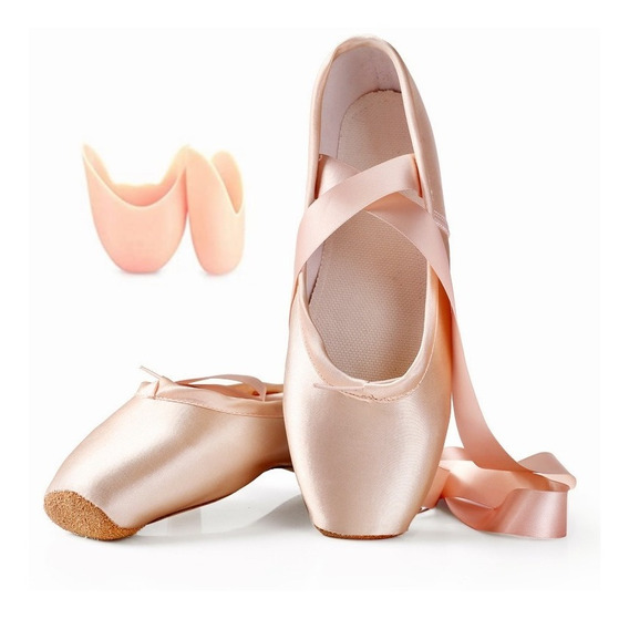 Zapatillas de Ballet Satén Zapatillas de Danza Suela de Cuero con Cinta para Niñas Tallas 22-40 