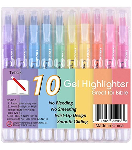 Tebik 10 Colores Biblia Seco Y Seguro Gel Rotuladores Marcad