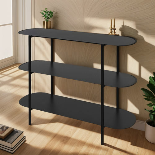Credenza Recibidor Para Sala O Pasillo 3 Niveles Bufetera Color Negro
