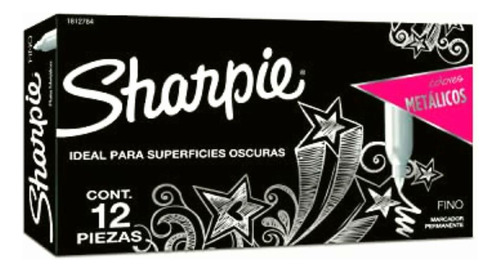Sharpie 1812784 Marcadores Metálico Plata, 12 Piezas