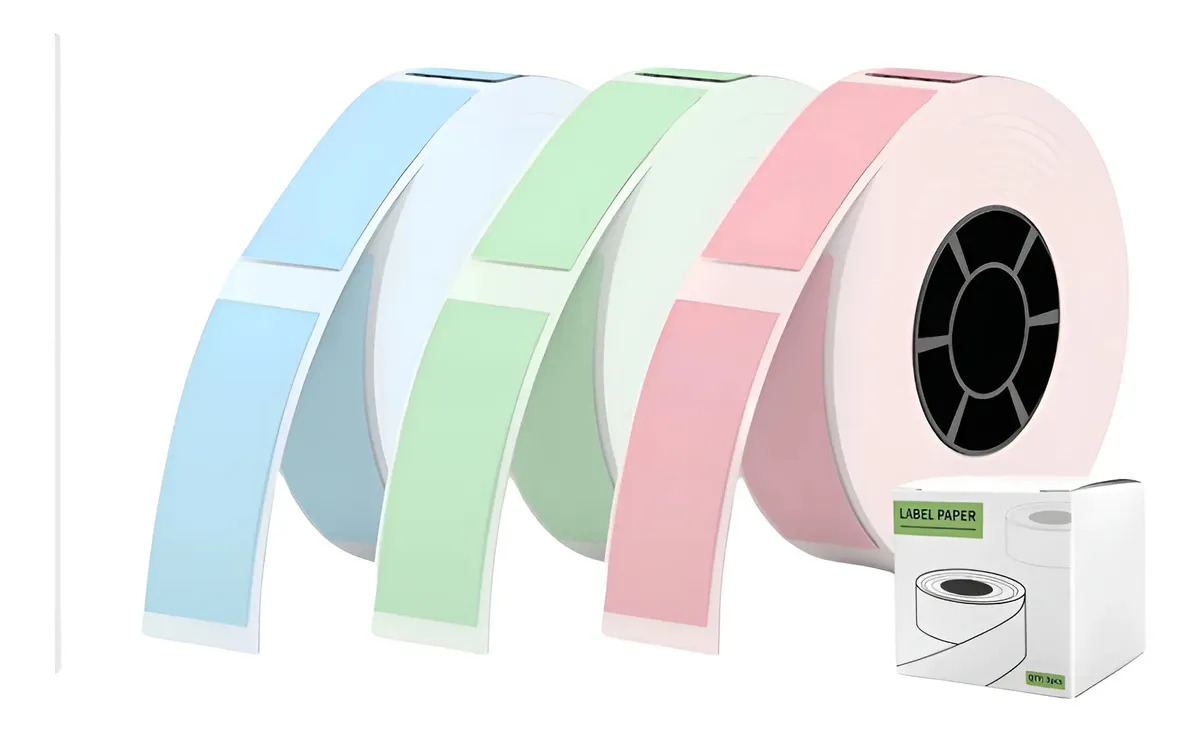 6 Rolos Papel Etiqueta Lacuna P/impressora Térmica Portátil Cor Branca ou colorido