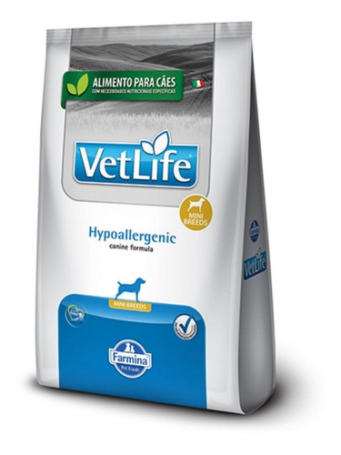 Ração P/ Cães Mini Hypoallergenic 2kg Vet Life