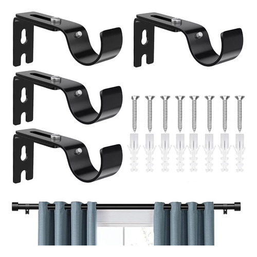 Soporte Set 4 Cortinero Para Pared Ajustable Gancho