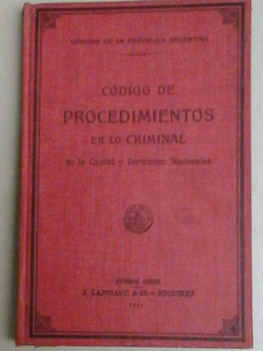 * Codigo De Procedimientos En Lo Criminal- L085